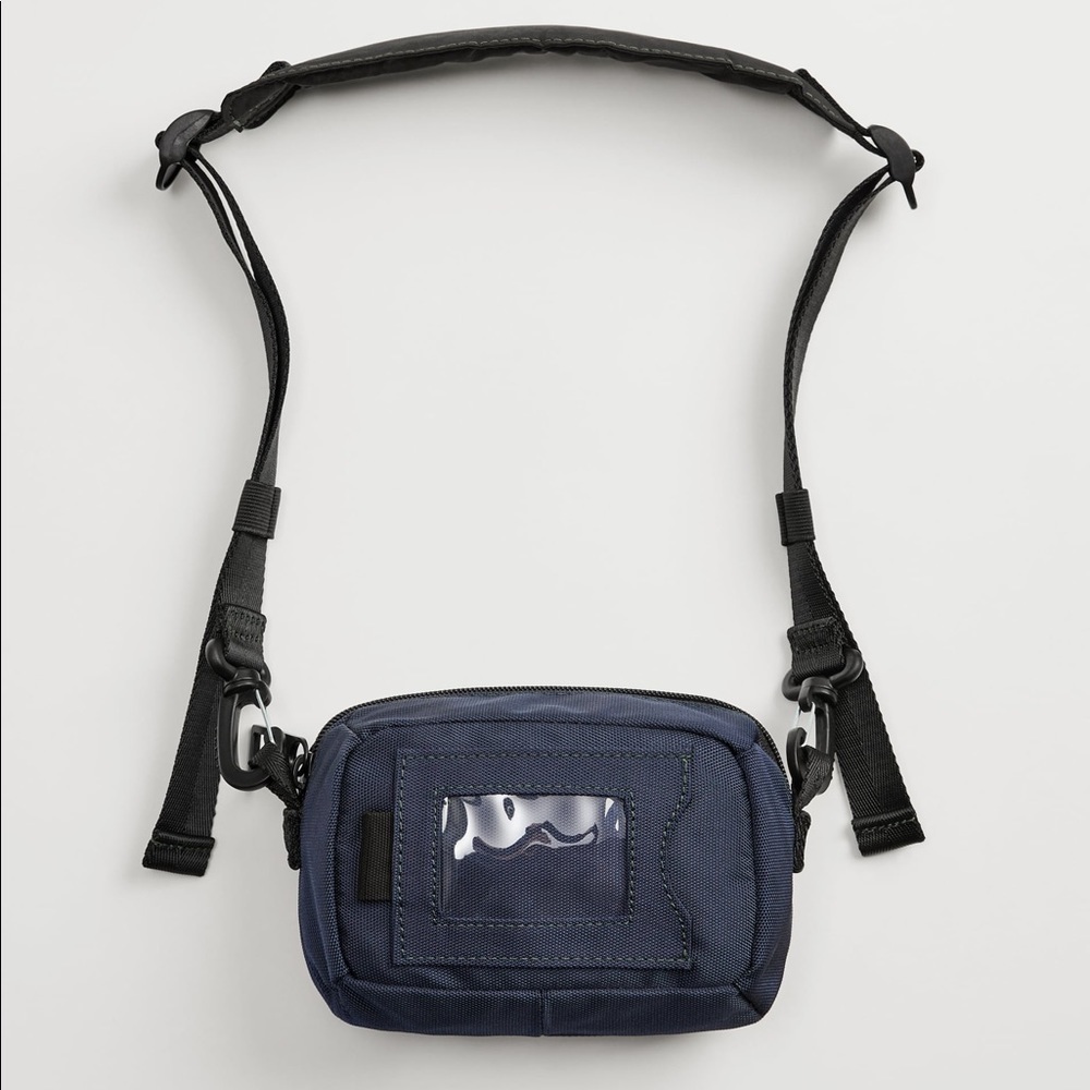 NWT. Zara Blue Mini Nylon Messenger/Crossbody Bag.